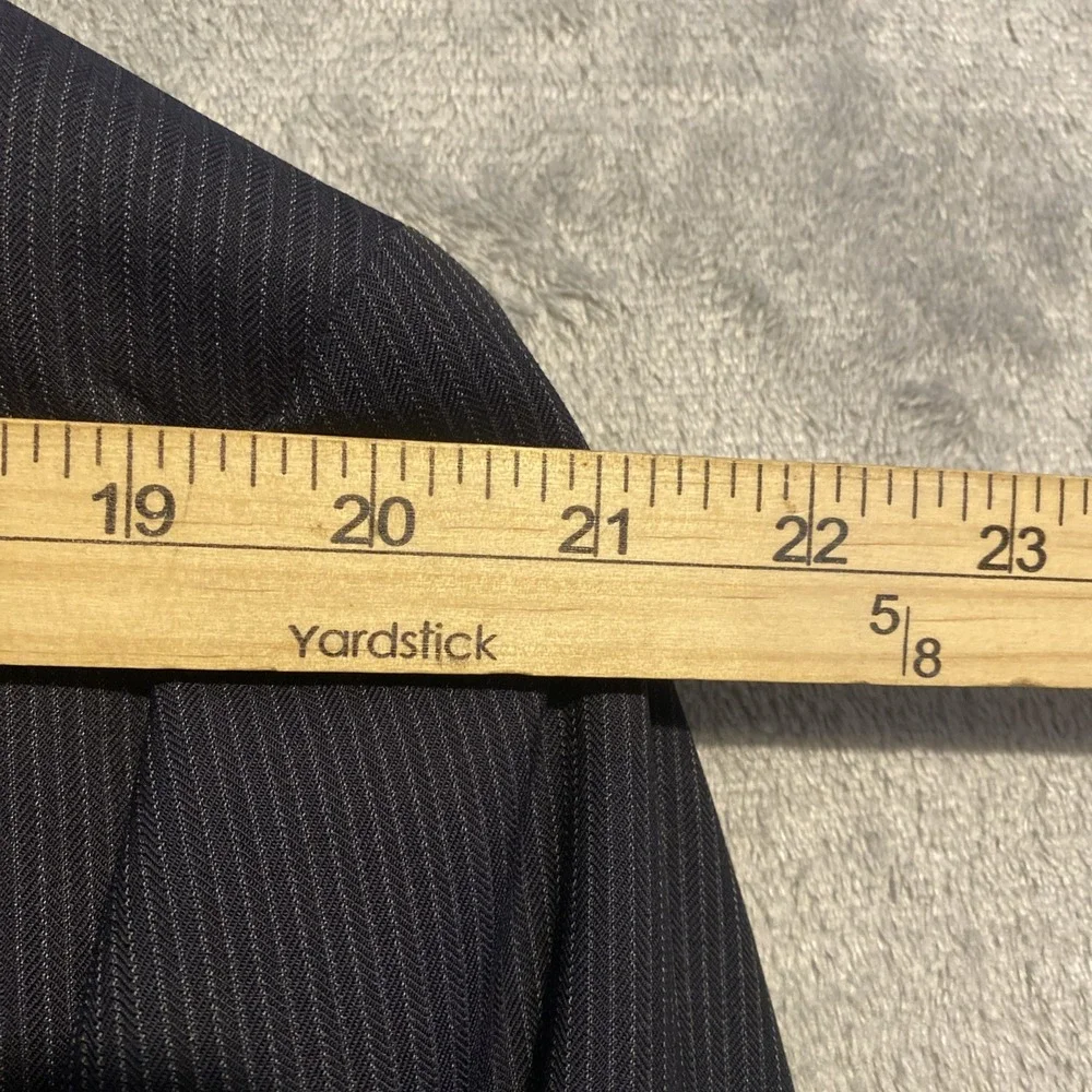 Calvin Klein Mens Black Merino Wool Suit Jacket Sz 44L Striped‎ Classic Career